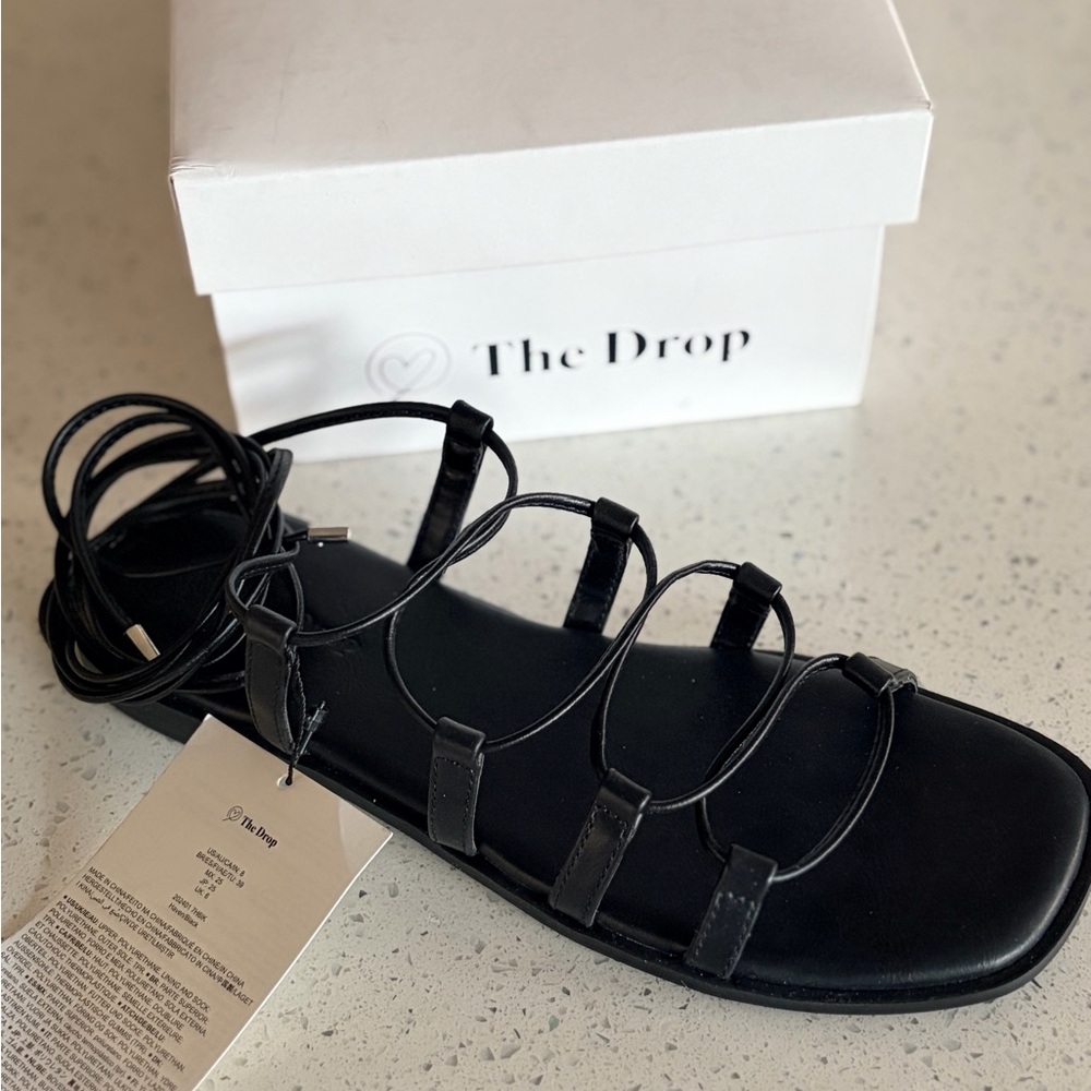 NWT Black Lace-Up Strappy Women's Gladiator Sandals - Picture 6 of 7